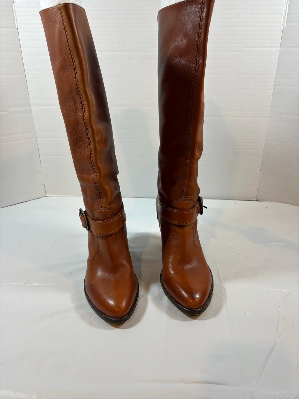 Vintage Robert Clergerie | Paris | 9.5B| Cognac Leather Knee High Boots| Buckle